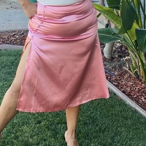 Pink satin skirt